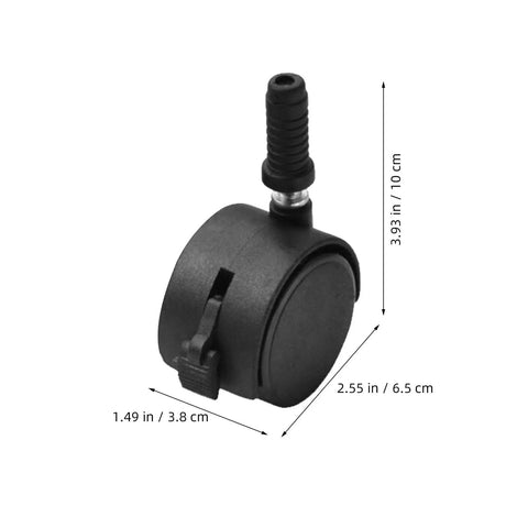 4pcs Inch Swivel Caster Wheels for Furniture and Displays Black, measuring 3.93x2.55 inches, featuring a brake function.
