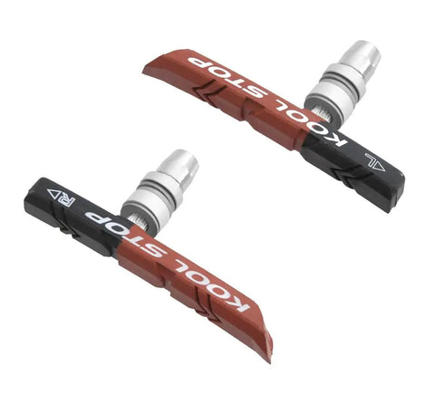 Dual Compound Mountain Bike Brake Pads For Linear Pull Brakes With Threaded Post Mount Curved Design Fits 26 Inch Rims
