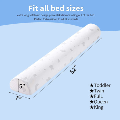 52 Inch Toddler Bed Rail Bumper With Anti Slip, Machine Washable, Easy Zip Removal, Kid Safe Bed Guard, 7x5 Inch Size