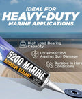 5200 Fast Cure Black Marine Sealant 3 Oz tube on deck with application illustrations