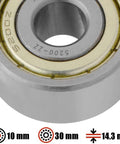 Close-up of 5200ZZ double row angular contact ball bearing with ZZ shields, 10x30mm size details, ideal for automotive and agricultural use.