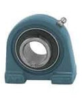 Front view of Seven Eighths Wide Set Screw Tapped Base Pillow Block Bearing With Ball Bearing Insert In Cast Iron Housing Relubricable Sealed