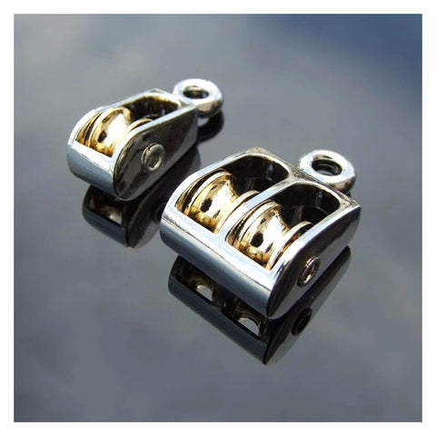 52mm Metal Sheave Zinc Alloy Fixed Pulley Crown Block and Tackle Lifting Wheel Mini Single/Double Pulley for DIY close-up