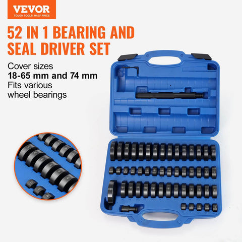 52 Piece Bushing Bearing And Seal Driver Kit Pro Grade For Transmission Bearings And Axle Seals Includes 18 To 65 Mm Disc Range Plus 74 Mm Large Disc Handle Extension Head Hex Wrench And All Essential Accessories