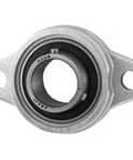 Front view of 17mm Extra Narrow Set Screw 2-Bolt Flange Housing Single Unit for Linear Slide Units and Pillow Block Replacements.