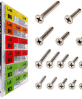 549 Pcs Metric Self Tapping Screws Assortment Kit with M3 M4 M5 M6 Flat Head Phillips Drive Screws organized in a clear case.