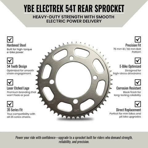 54T Rear Wheel Sprocket For 35 Chain Compatible Fits Mini Bikes Pit Bikes And Electric Bikes Black Hardened Steel
