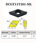 55 Degree Rhombic Carbide Inserts for Turning and Milling DCGT110301 302 ML Tin Coated with TiAlN Nano Coating diagram