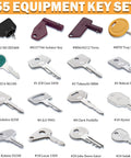 55 Piece Heavy Equipment Keys Master Set For Construction Machinery Ignition Keys Displayed in Rows