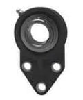 Front view of UCFBL206-18B 3-Bolt Flange Single-Row Ball Bearing 1-1/8 in ID with black polymer housing and contact seal