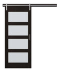 36 Inch Contemporary Sliding Barn Door With Frosted Glass Panels For Modern Rooms And Tight Spaces, space saving door for offices and closets