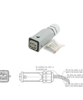 Connector and wiring diagram for Beefy 5.5KW 380V Air Cooled Spindle Motor With ER32 Chuck Four Bearing Square Mounting Flanges for CNC Router.