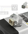 Close-up of connection port on Beefy 5.5KW 380V Air Cooled Spindle Motor With ER32 Chuck Four Bearing Square Mounting Flanges For CNC Router.