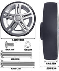 Luggage Suitcase Replacement Wheels Wear Resistant Silent Swivel Casters Repair Kit Silver 55mm side view with dimensions and accessories