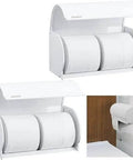 Georgia Pacific white side-by-side toilet tissue dispenser with dual rolls, wall-mounted