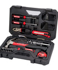 57 Piece Mechanics Tool Set Home Tool Set in case, featuring sockets, ratchet, screwdrivers, hammer, pliers, hex keys (CMMT99447).