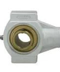 Front view of UCNTPL207-22MZ2W Single 1-3/8 in wide inner-ring take-up unit, sealed ball bearing, zinc-plated ball insert, white housing.