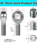 5/8 Heim Joint Rod End Kit 2 Pair with Right and Left Hand Threads, .625 Chromoly Panhard Joints dimensions and components