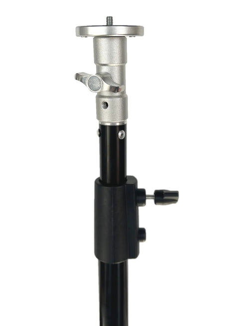 Five Eighths Inch Baby Pin To One Quarter Inch Thread Adapter installed on black C stand