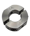 5/8" (0.625") Bore Mountable Two-Piece Clamping Shaft Collar in 303 Stainless Steel - Made in USA, close-up view.