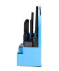 Side view of the Pro Series 58 Piece T Slot Hold Down Clamp Kit For Milling Machines in blue case with visible studs and blocks.