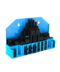 Pro Series 58 Piece Half Inch T Slot Three Eighths Inch Stud Clamping Kit for Bridgeport Mills Durable Cast Steel
