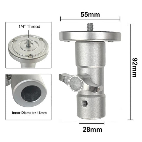 Five Eighths Inch Baby Pin To One Quarter Inch Thread Adapter for C Stands Light Stands and Junior Receivers, technical view