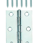 2-1/2 Inch Utility Hinge Zinc Plated Steel 2 Pack Square Corner Non Removable Pin with Screws for Cabinets Doors and Chests