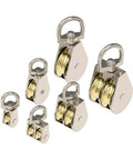 58mm Single/Double Wheels Metal Sheave Zinc Alloy Pulley Crown Block and Tackle Lifting Wheel Mini Double Pulley for DIY(Single Pulley 58mm) in various views and angles