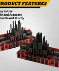 58-piece T slot hold-down clamp kit in red box
