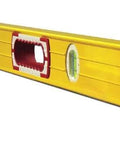 Side view of Stabila 37459 59 Inch Builders Level with high strength frame and accuracy certified dual vial readings, removable end caps.
