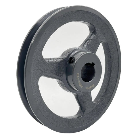 Beefy 5.95 Inch Outside Diameter V Belt Pulley With Seven Eighths Inch Bore Cast Iron Construction For AX 3L 4L V Belts Static Balanced And Precision Machined Drive Pulley Saelno AK6178