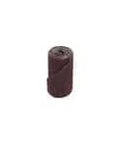 Brown sanding drum for rotary tools, cylindrical shape ideal for smoothing and shaping materials like wood and metal, close-up view.
