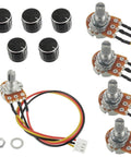 5K Ohm Linear Taper Rotary Potentiometer WH148 With XH2.54 3 Pin Connector Wire Cable And Black Knob Cap Pack Of 5