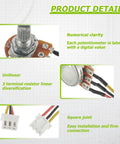 5K Ohm Linear Taper Rotary Potentiometer WH148 With XH2.54 3 Pin Connector Wire Cable And Black Knob Cap Pack Of 5 details