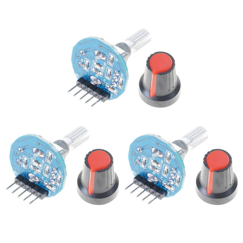 3-pack 5V Rotary Encoder Module with 20 Pulses Per Revolution Optical Scanning Technology for EC11 boards, plug-and-play sensor