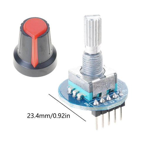 5V Rotary Encoder Module With 20 Pulses Per Revolution Optical Scanning Technology for EC11 Boards, size shown as 23.4mm