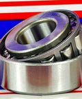 32305 Tapered Roller Wheel Bearing 25x62x24mm in chrome steel with cone and cup on colorful background.