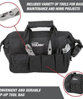 89-Piece Black Household Tool Set With 12 Pocket Tool Bag for Home DIY Projects and Everyday Repairs