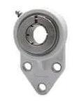 White Kanigen Accu-Loc 3-Bolt Flange, front view showing corrosion-resistant finish and secure mounting holes.