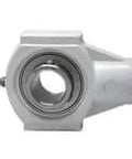 Single 15/16 in (23.81 mm) white thermoplastic hanger bearing with stainless steel insert, set screw locking, contact seal for washdown