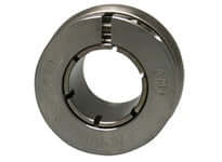 Front view of UE205-16MZ20 Accu-Loc Kanigen Normal Wide Bearing with Stainless Collar, single sealed ball unit for linear slide units.