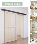5Ft Barn Door Hardware Kit With Low Clearance Aluminum Box Rail Track For Interior Single Wooden Door Black Finish