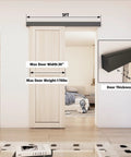 5Ft Barn Door Hardware Kit With Low Clearance Aluminum Box Rail Track For Interior Single Wooden Door Black Finish