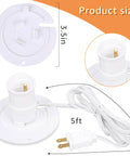5 Foot Blow Mold Light Kit Replacement For MB48 With E26 And E27 Lamp Holder White 1 Set shown with 5ft cord and dimensions