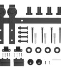 5FT Sliding Barn Door Hardware Kit for Single Doors up to 30 Inch, showing complete set with carbon steel track and nylon rollers