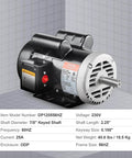5HP Air Compressor Electric Motor, 230V 25 Amps, 56HZ Frame 3450RPM, 7/8" Keyed Shaft, 2.25" Shaft Length, Single Phase, CCW/CW