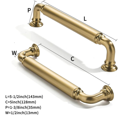 10 Pack 5 Inch Center To Center Brushed Brass Cabinet Pulls Satin Brass Cabinet Hardware Heavy Duty Drawer Handles