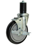 5” Food Prep Table Casters, NSF Certified, Premium Floor Safe Wheels - Set of 4 (All Brakes), single caster side view