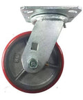 5 Inch Heavy Duty Cast Iron Hub Caster Wheel, Swivel with Brake, Non Skid Mark Design, 800lb Capacity, Plate Mount for Equipment
